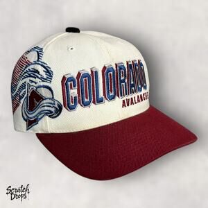 Vintage Colorado Avalanche Hat Cap SnapBack White Dome Sports Specialties Shadow